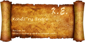 Koháry Endre névjegykártya