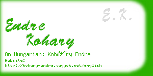 endre kohary business card